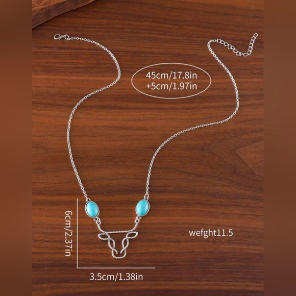 Chic Silver Necklace with Turquoise Accents - Picture 8 of 8